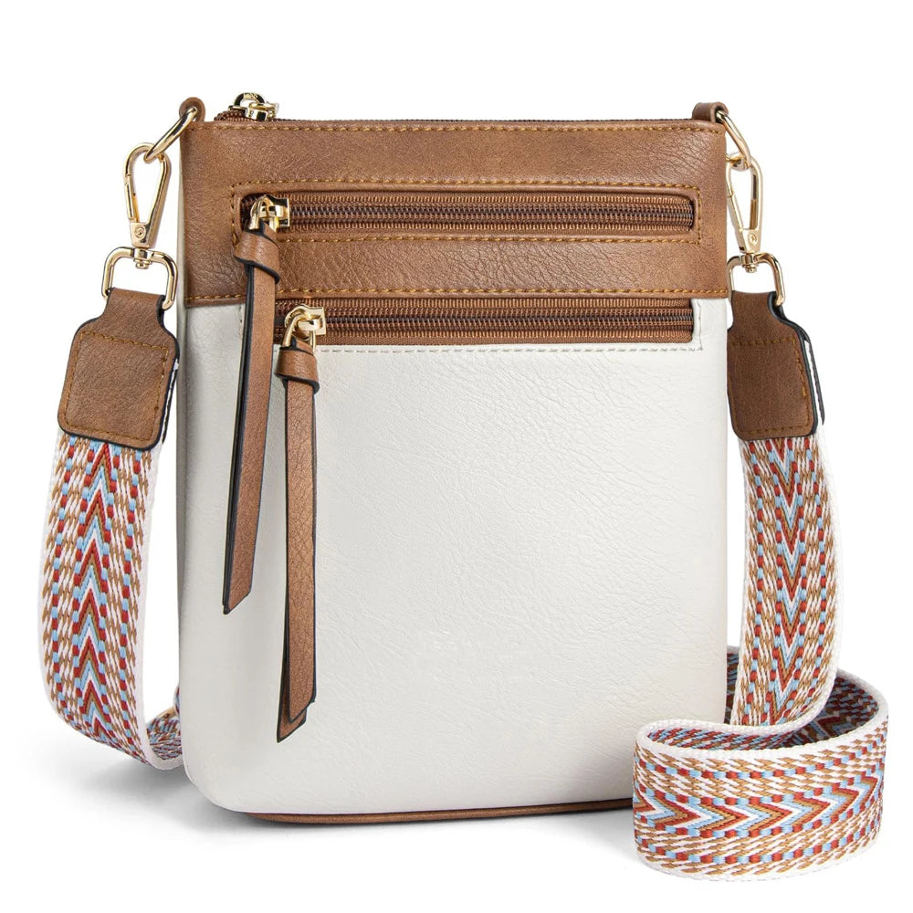 Elegant Double Zipper Women's Crossbody Bag