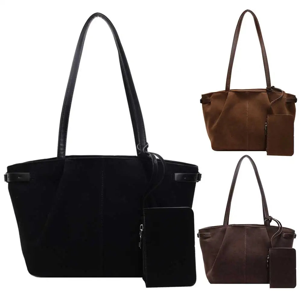 Exquisite Suede Tote Bag with Inner Pocket
