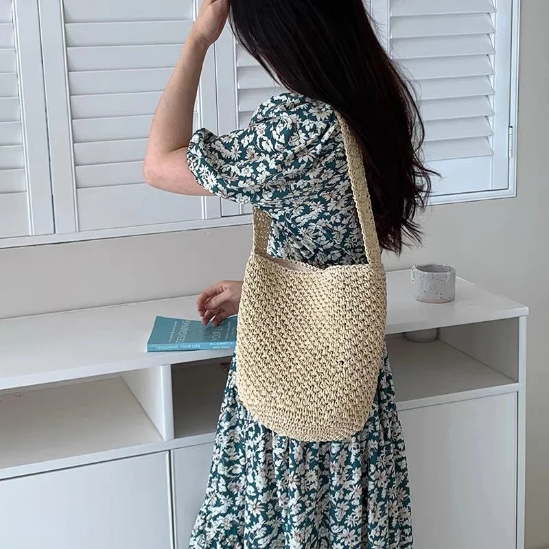 Exquisite Summer Basket Weave Tote Bag