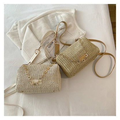 Elegant Woven Straw Women's Handbag - Large Capacity
