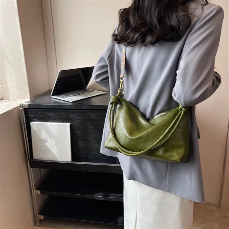 Exquisite Women's Leather Shoulder Bag - Geometric Elegance
