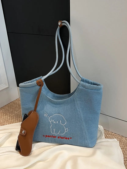 Blue Dream Denim Tote Bag - Elegant Women's Shoulder Handbag
