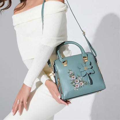 Exquisite Embroidered Women's Handbag - PU Leather