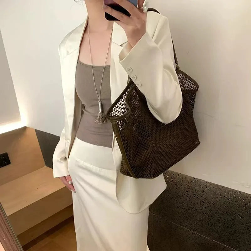 Exquisite Mesh Beach Tote Bag for Women