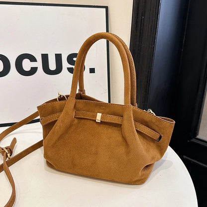 MOODS Burgundy Luxury Suede Handbag for Women