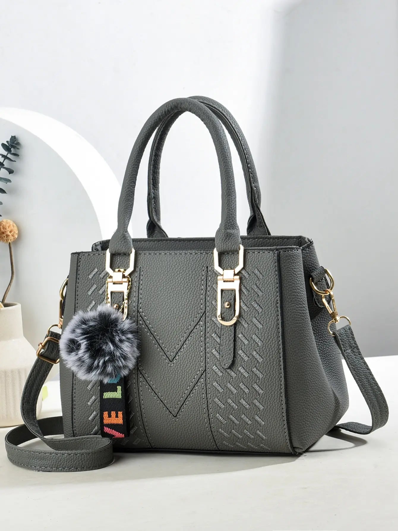 Exquisite PU Leather Women's Handbag - Retro Elegance