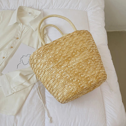 Elegant Handwoven Lemon Embroidery Tote