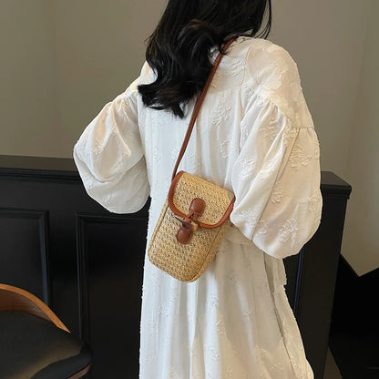 Elegance Weave Mini Straw Shoulder Bag