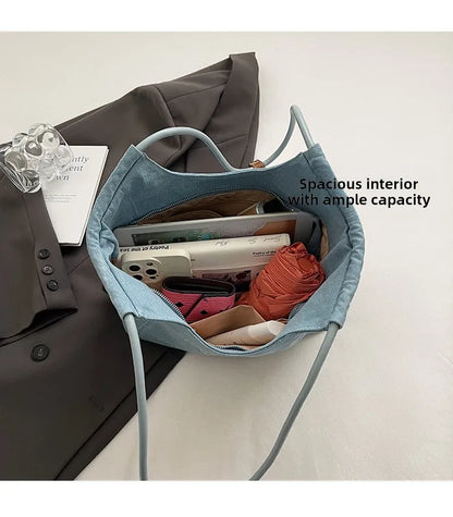 Blue Dream Denim Tote Bag - Elegant Women's Shoulder Handbag