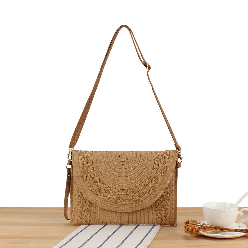 Elegant Bohemian Straw Shoulder Bag for Women