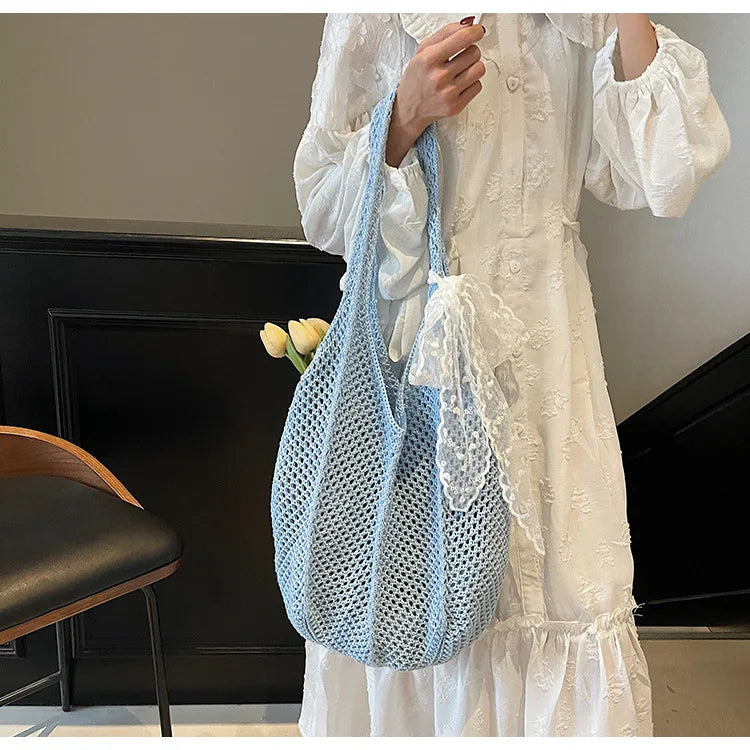 Elegant Handwoven Women's Tote Bag - Summer Beach Style