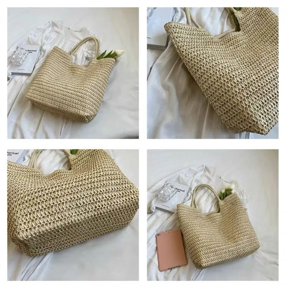 Elegant Woven Straw Hobo Bag - Spacious & Chic