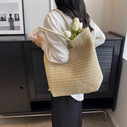 Elegant Woven Straw Hobo Bag - Spacious & Chic