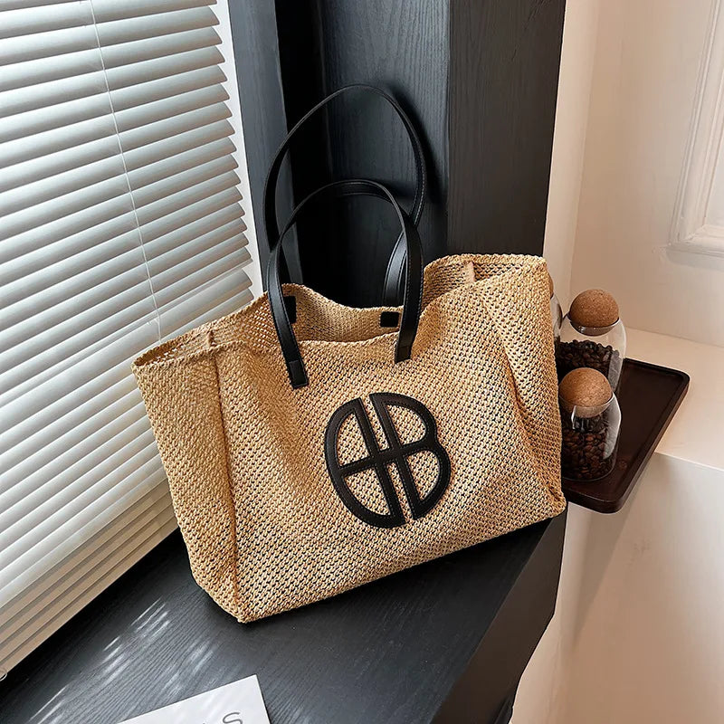 Elegant Straw Tote Bag - Luxury Beach Essential