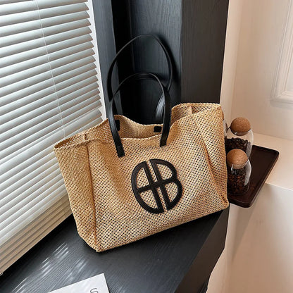 Elegant Straw Tote Bag - Luxury Beach Essential