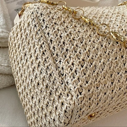 Elegant Woven Straw Women's Handbag - Large Capacity