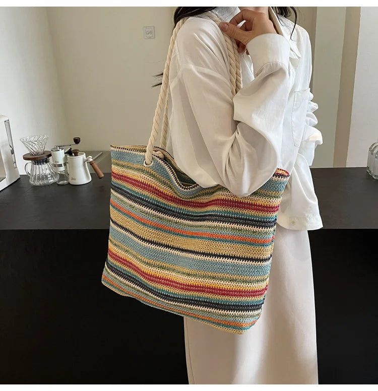 Elegant Ethnic Style Woven Tote Bag