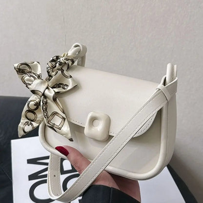 Silk Scarf Accent Crossbody Handbag