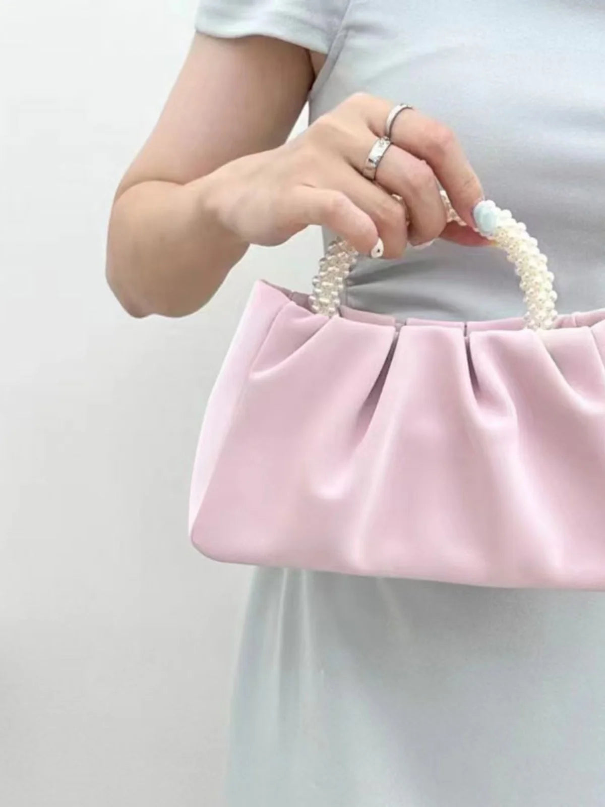 Exquisite Pearl-Embellished Cloud Handbag