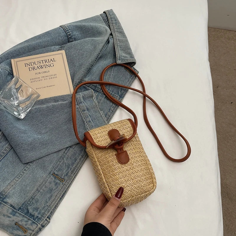 Elegance Weave Mini Straw Shoulder Bag