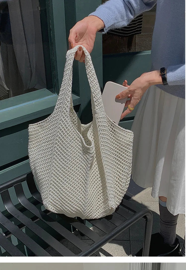 Exquisite Handwoven Retro Knit Tote Bag