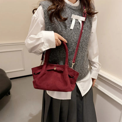 MOODS Burgundy Luxury Suede Handbag for Women
