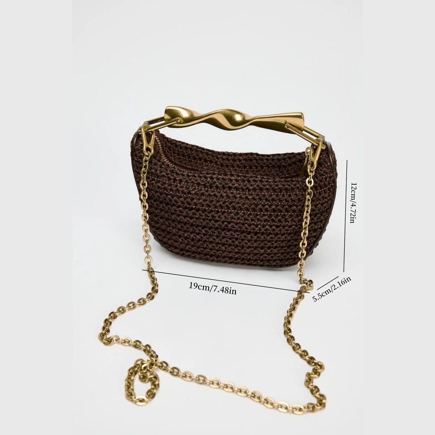 Exquisite Half-Moon Straw Shoulder Bag for Women