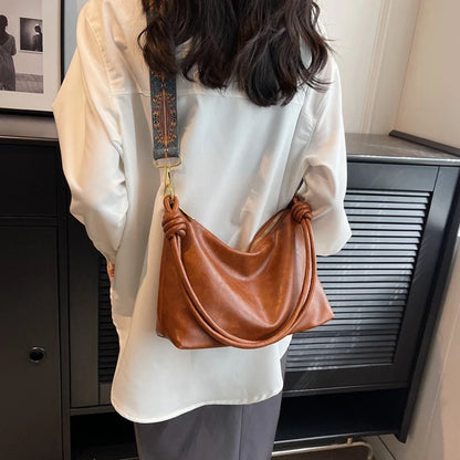 Exquisite Women's Leather Shoulder Bag - Geometric Elegance