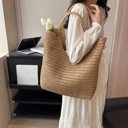 Elegant Woven Straw Hobo Bag - Spacious & Chic