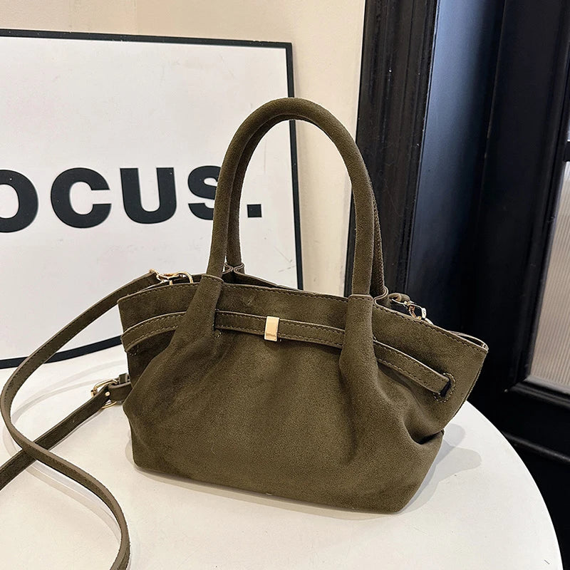 MOODS Burgundy Luxury Suede Handbag for Women