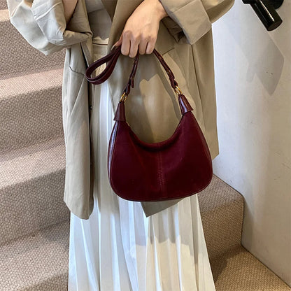 Exquisite Faux Suede Crescent Shoulder Bag