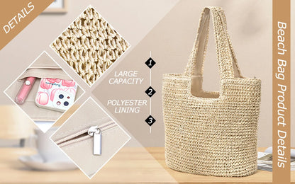 Exquisite Woven Straw Beach Tote for Women