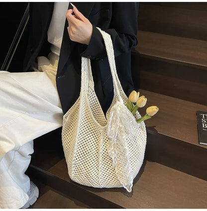 Elegant Handwoven Women's Tote Bag - Summer Beach Style