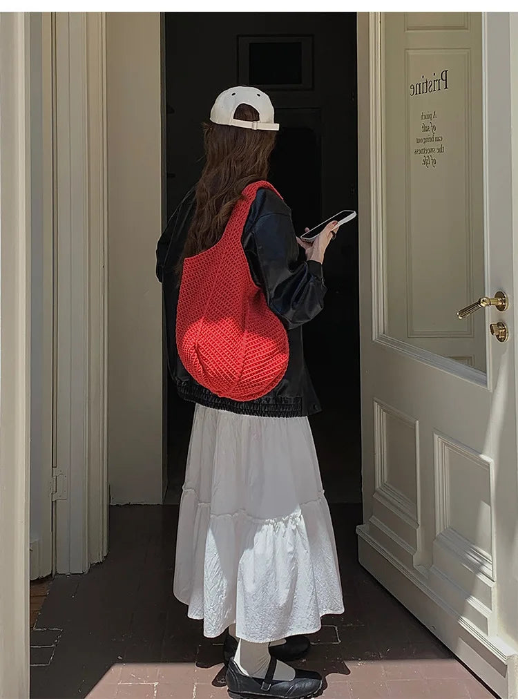 Exquisite Handwoven Retro Knit Tote Bag