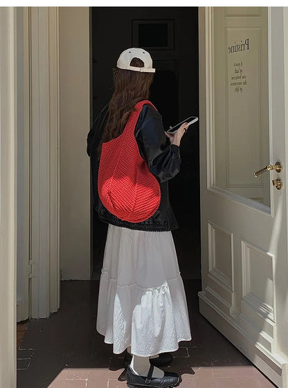 Exquisite Handwoven Retro Knit Tote Bag