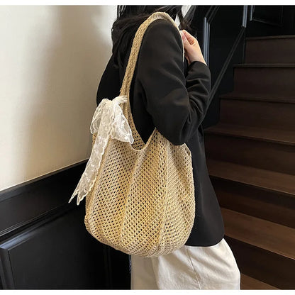 Elegant Handwoven Women's Tote Bag - Summer Beach Style